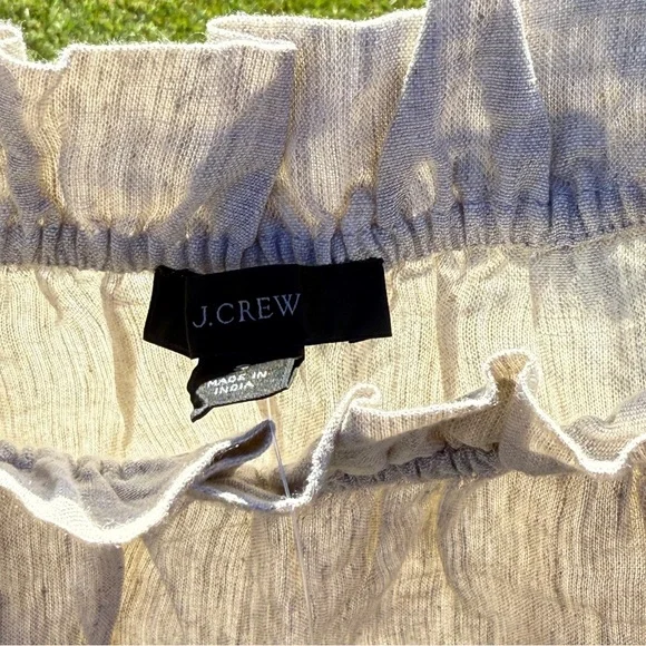 J. Crew Smocked Tan and Cream Tank Top #109 - Picture 2 of 2